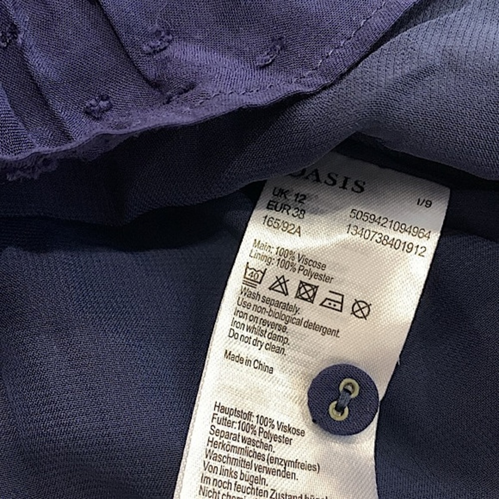 NWT ASOS Swiss Dot Ruffle Skater Dress Size 12 Oasis Navy Tie Waist Button Front - Picture 11 of 13